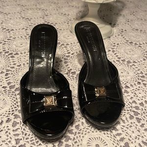 Louis Vuitton Black slip ons sandals